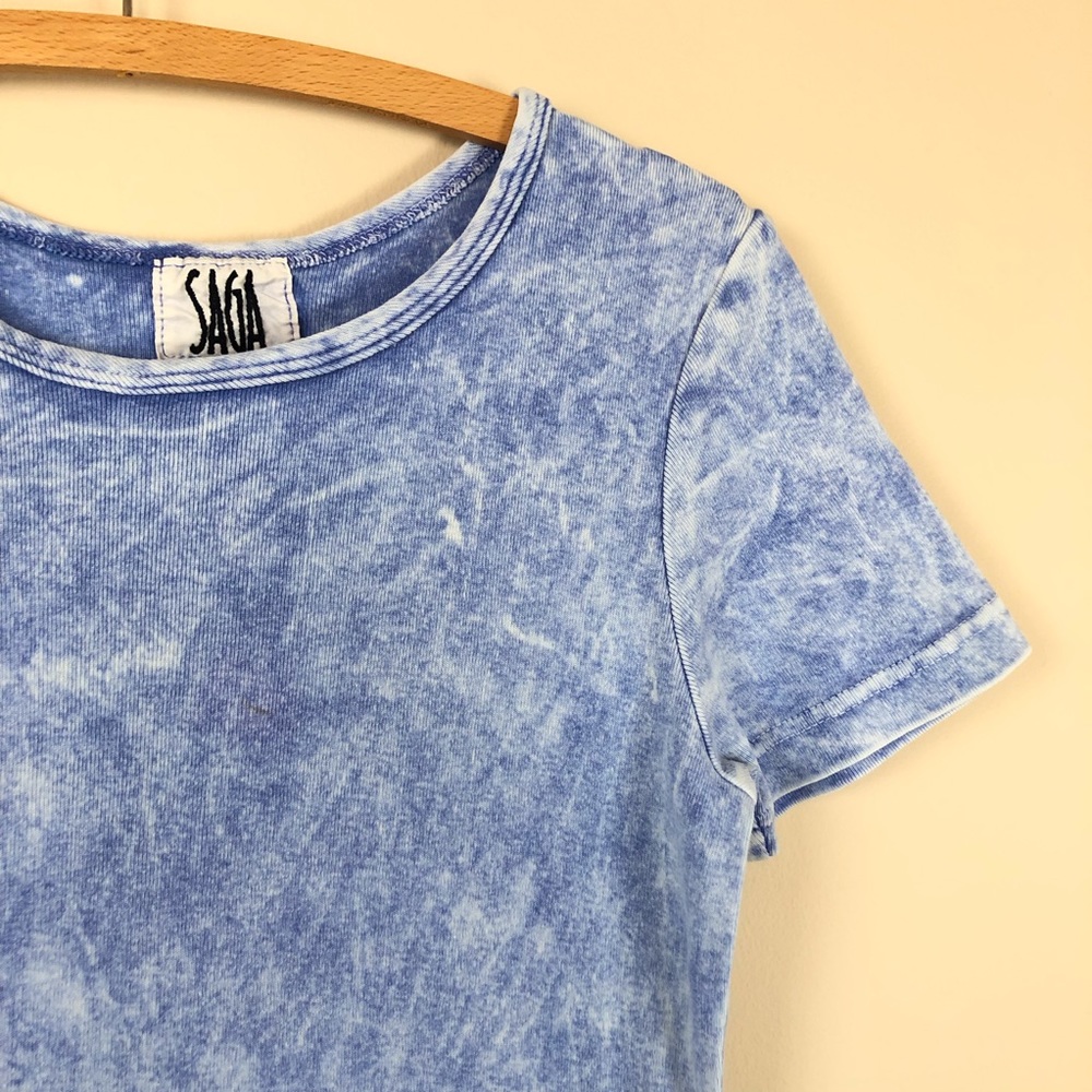 vintage 90s acid washed faux denim jean dress tie dye maxi t shirt grunge y2k - Picture 8 of 10